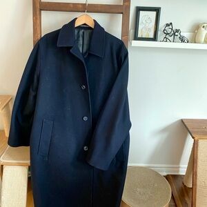 Quality Wool & Cashmere Navy Overcoat